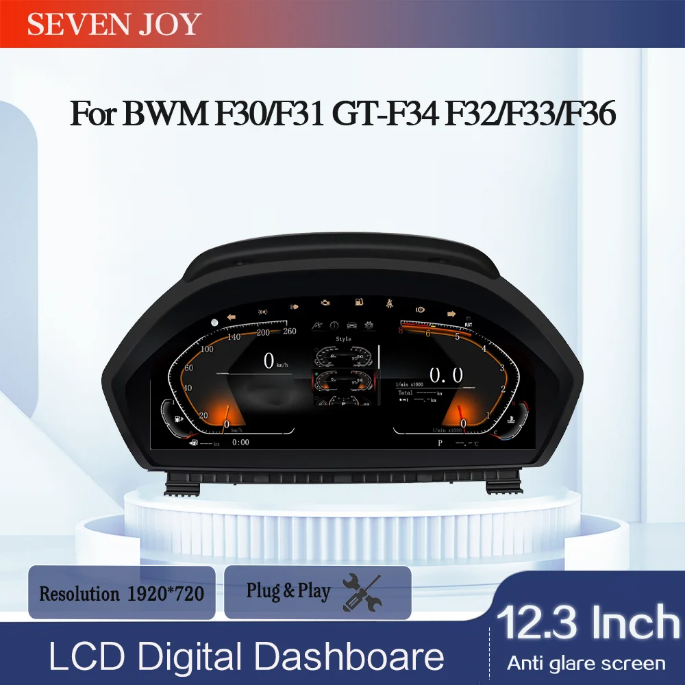 12.3-inch For BMW F30 F31 GT-F34 F32 F33 F36 Digital Dashboard Speedometer LCD Cluster Instrument Panel