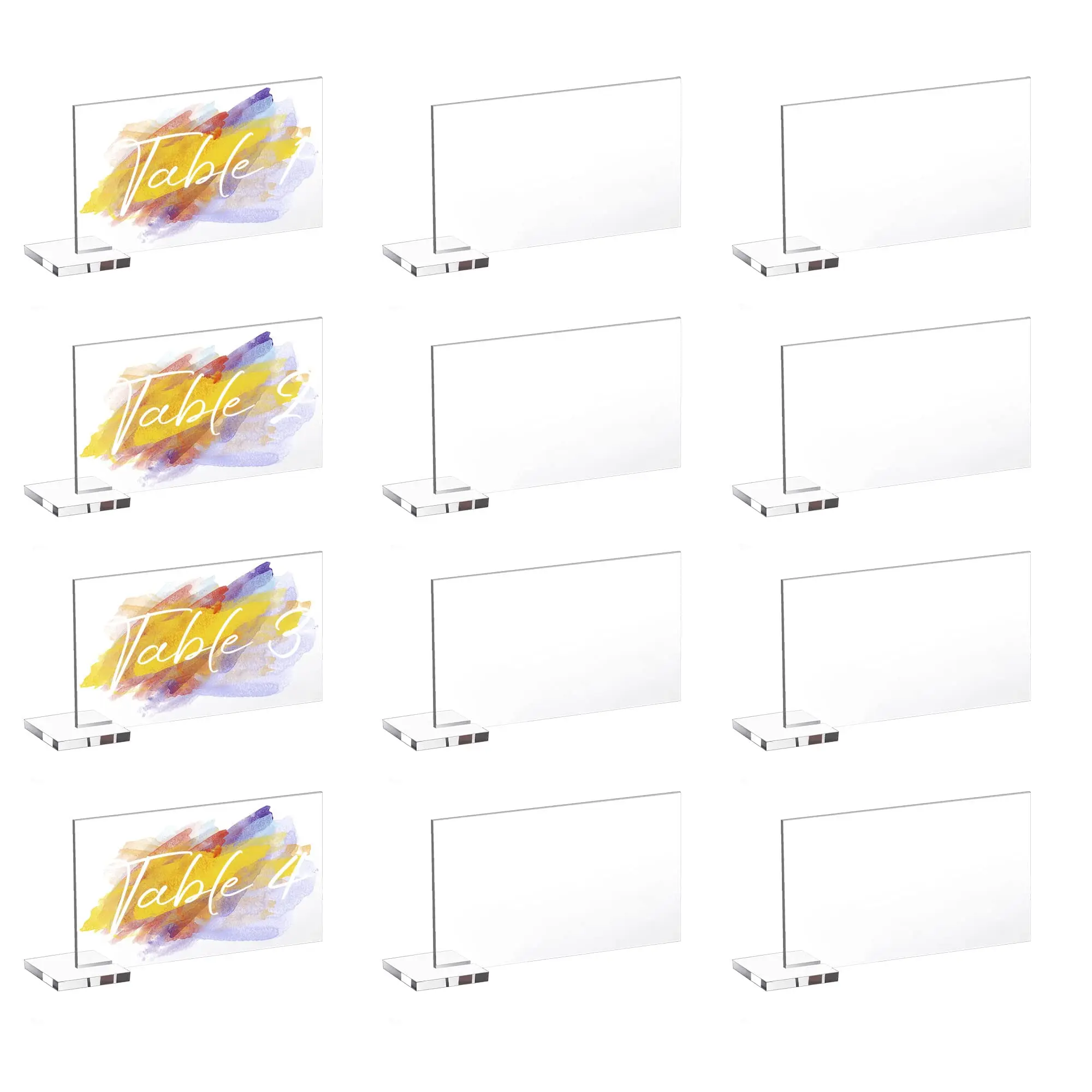 

12/36/48 pcs Clear Acrylic Place Cards with Holder, DIY Blank Rectangle Acrylic Name Cards for Wedding Seating Cards Guest Name