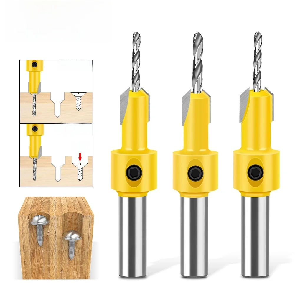 Foret à fraise pour le travail du bois, perforateur de tête en alliage, foret à trou, montage de vis à bois, foret étagé, 8mm 12mm, 1 pièce