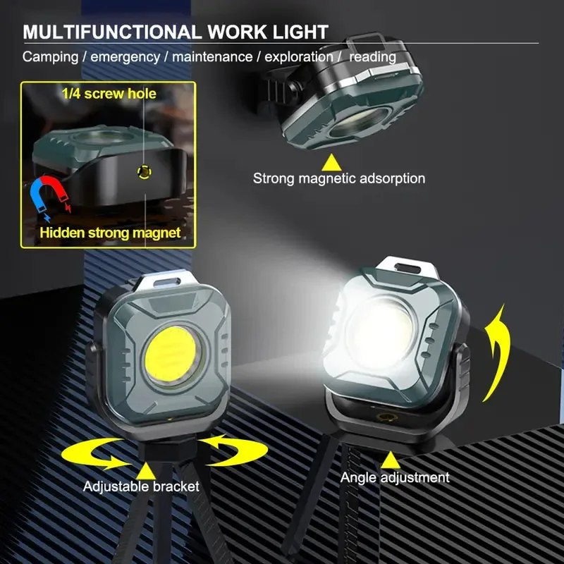 Mini poderoso LED trabalho luz com função magnética COB chaveiro lâmpada de revisão de emergência super brilhante camping emergência ao ar livre