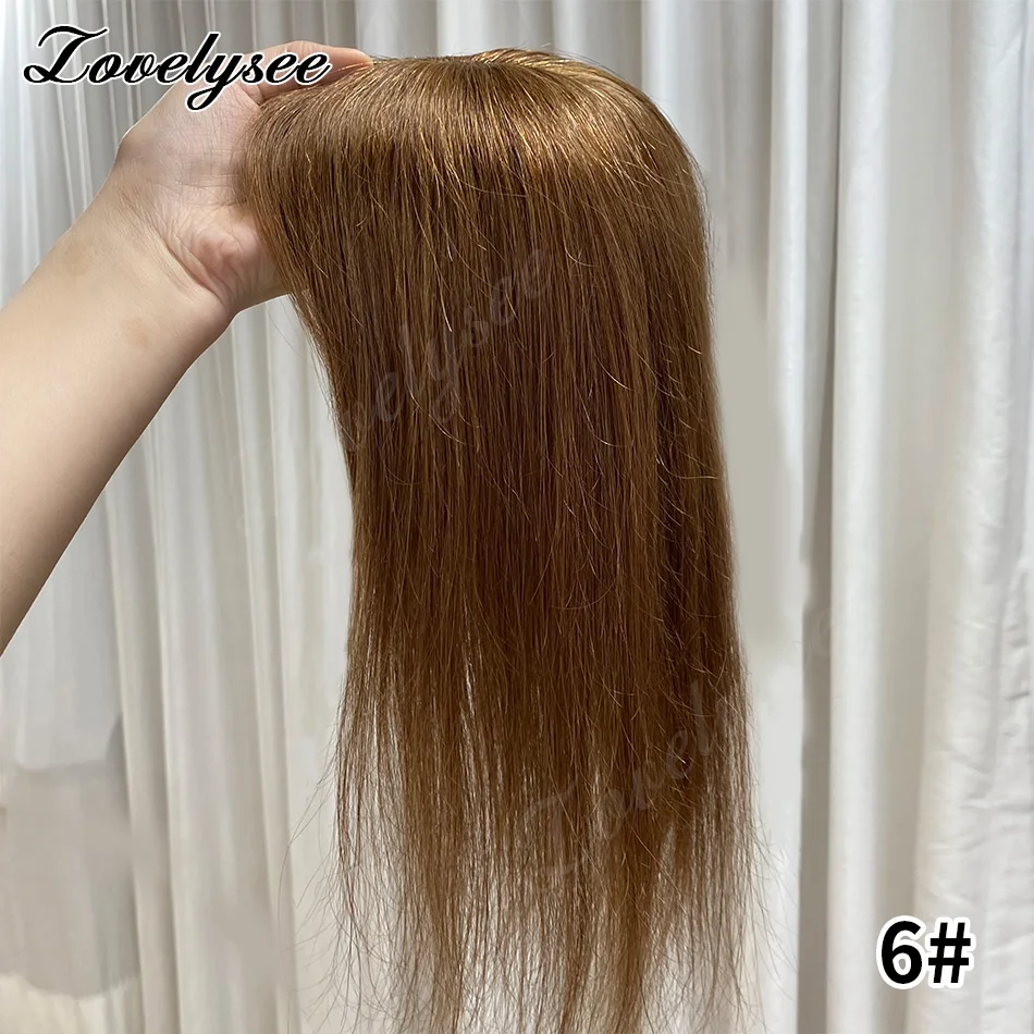 12x13cm Skin Scalp Topper Hair Piece Clip in Natural Hair Topper for Women 10"-14" Straight Brazilian Remy Human Hair Topper image 3