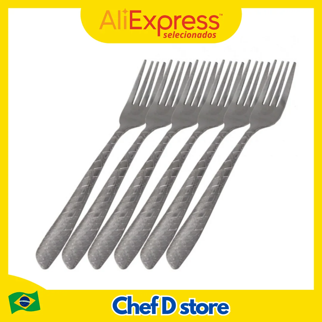 Kit With 6 (Six) Good Quality Stainless Steel Talher Forks For Use In Restaurant Home Bar-IMMEDIATE SHIP FOR ALL BRAZIL