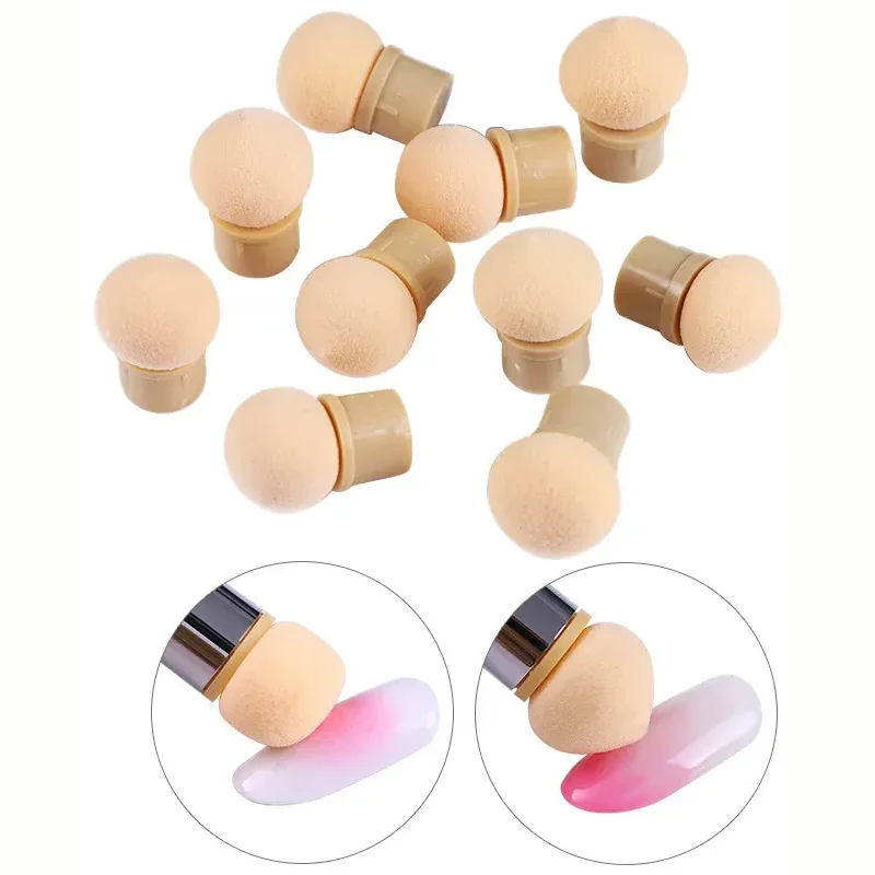 Têtes d'éponge rondes et pointues, remplacement de vernis Gel pour Nail Art, brosse dégradée de couleur, poudre à paillettes, outils de manucure à points