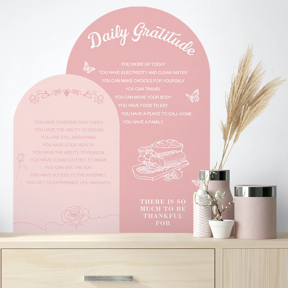 

Pink Daily Gratitude Arch wallpaper Mural Child Room Art Decal Room Sticker Girls Room Bedroom Living Home Decor Self Adhesive