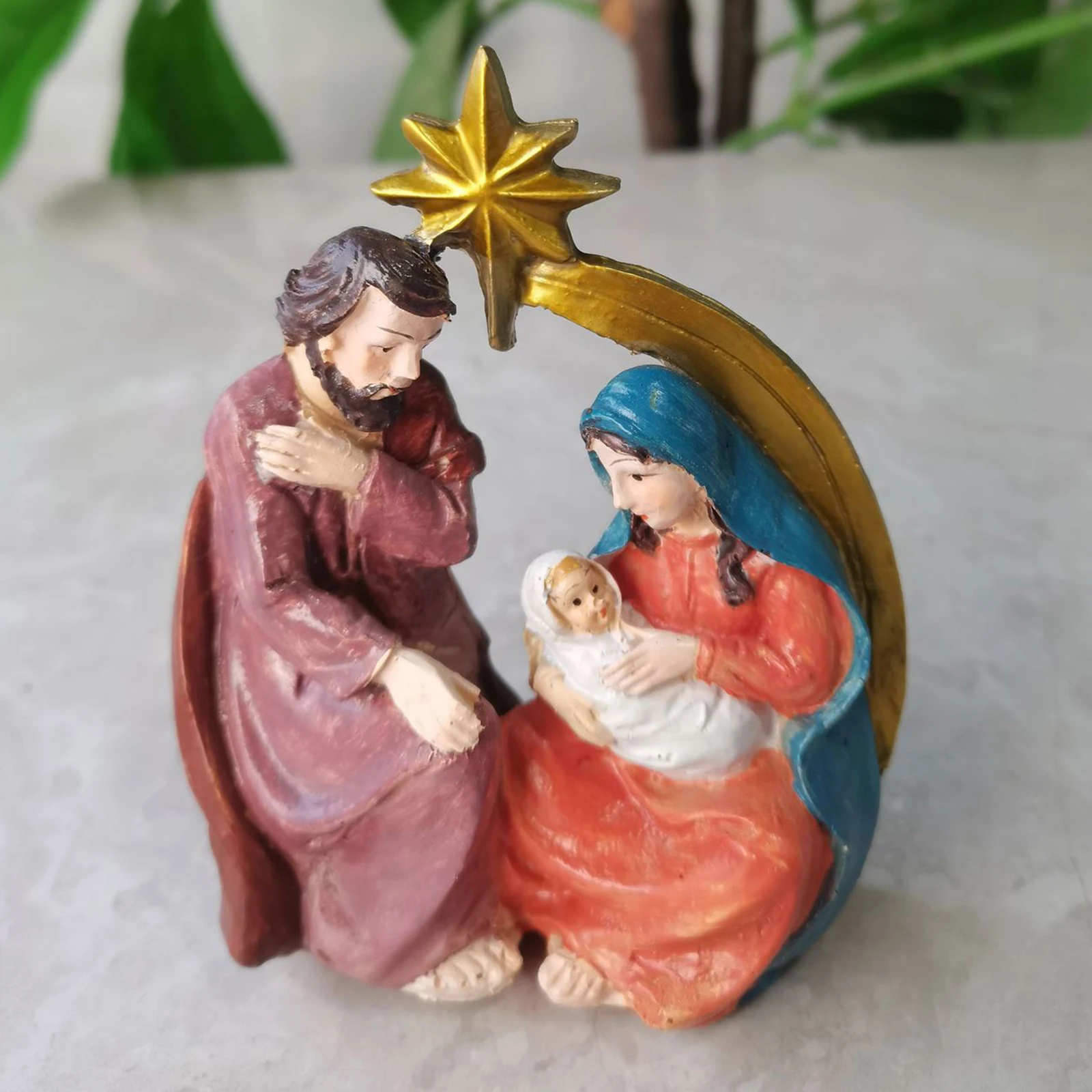 Nativity Scene Nativity Virgin Mary Statue Figures Resin Statue Holy Family Sculpture Living Room Xmas Church Catholic Gift view 6
