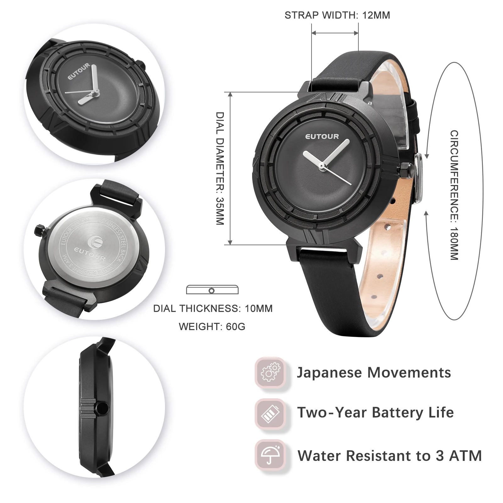EUTOUR 2025 New Arrival Autumn Luxury Fashion Round Women\'s Elegant Waterproof Quartz Top Clock Girl\'s Watch