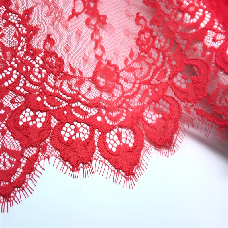 Garment Sewing Chantilly Lace Trim Red Lingerie Fabric Accessories Quality DIY French Wedding Dress Lace for Needle Work