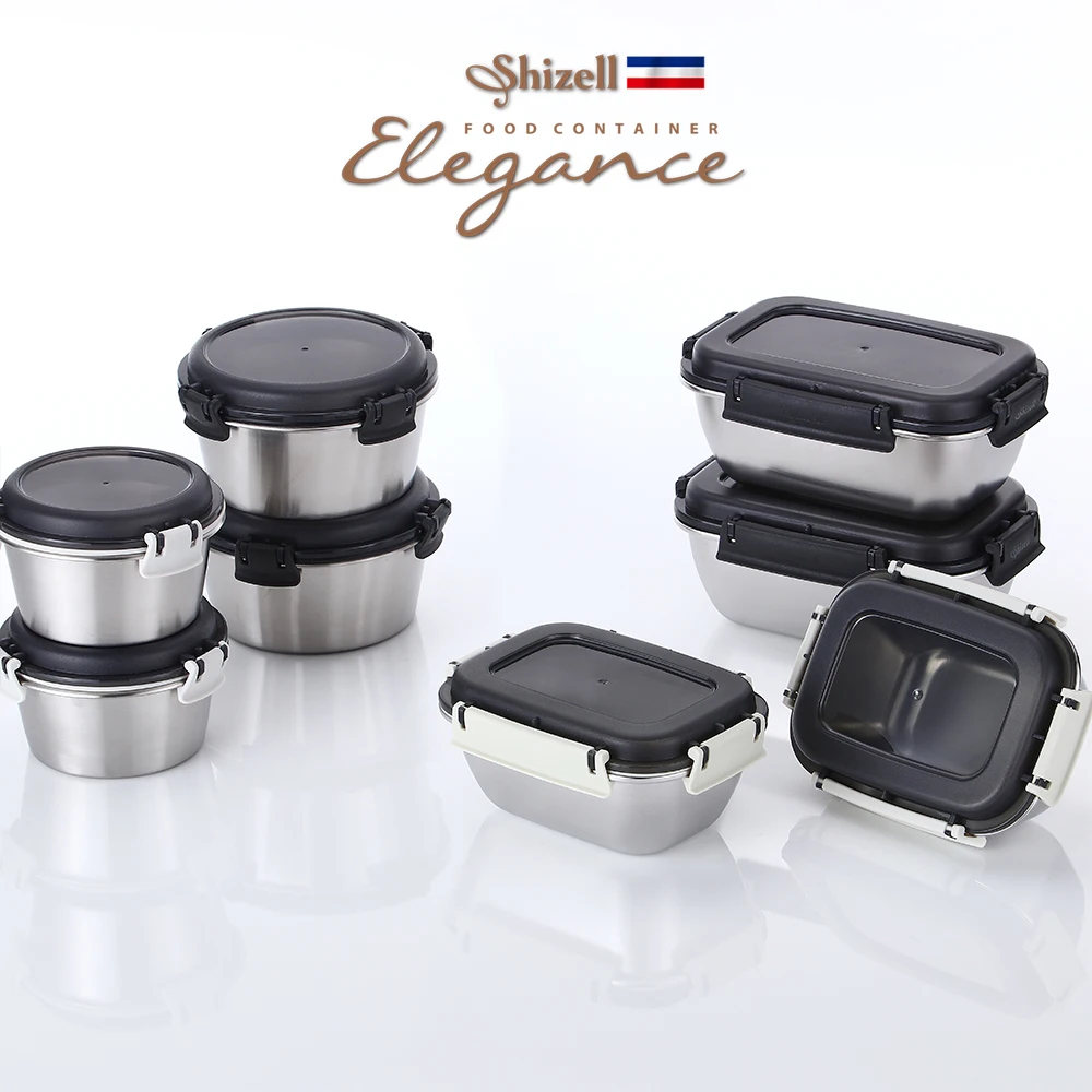 Elegance Food Container Comprehensive 8-Piece Set B (Round 350ml-2EA / 550ml-2EA, Square 550ml-2EA / 850ml-2EA) - Side Dish Container, Kimchi Container, Lunch Box, Refrigerator Storage