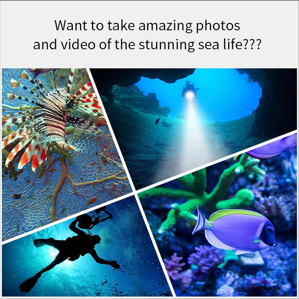Professional Underwater Photography Light 27 LED Highlight Lamp 20000Lumens Diving Flashlight 100M Waterproof Video Camera torch
