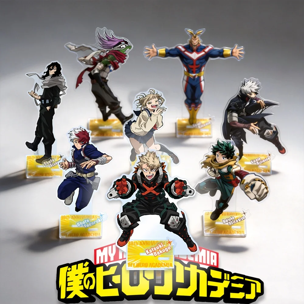 Chaveiro de Acrílico Anime My Hero Academia 2026 Novo 10º Aniversário Kawaii Bakugo Deku Todoroki Toga Figuras Decorativas para Mesa