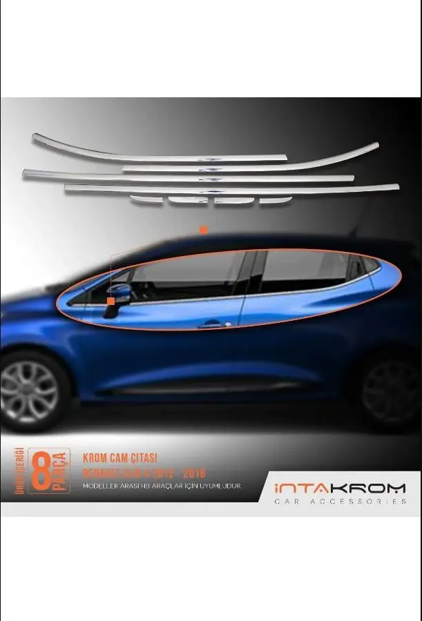 

For Renault Clio 4 Chrome Window Streamer 8 Pcs. 2012 -2020 / Hb - Styling Tuning Accessory Bright Racer Rocker