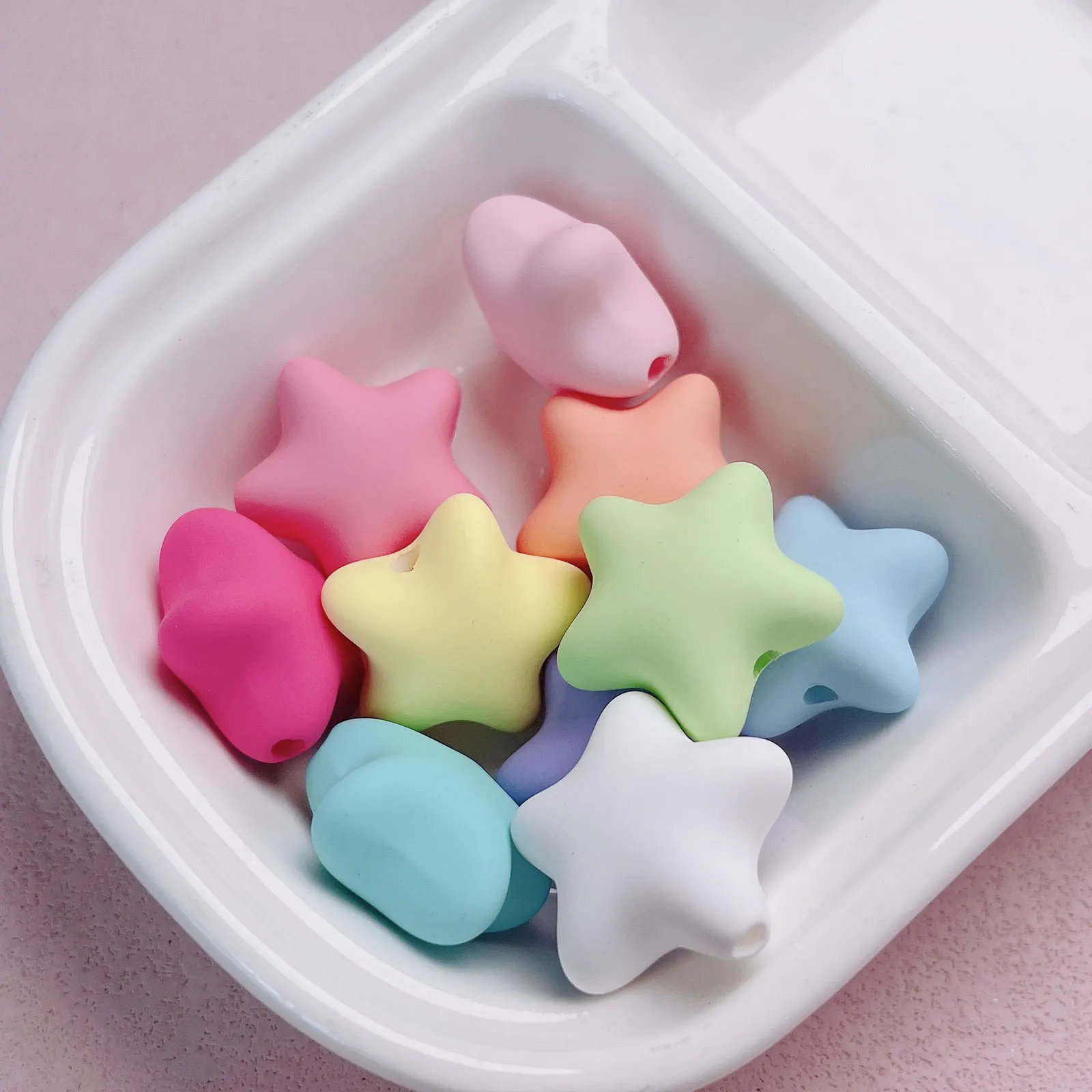 Macaron Colorful Matte Rubber Star Beads For Jewelry Making Beaded Pen Accessories DIY Decorations