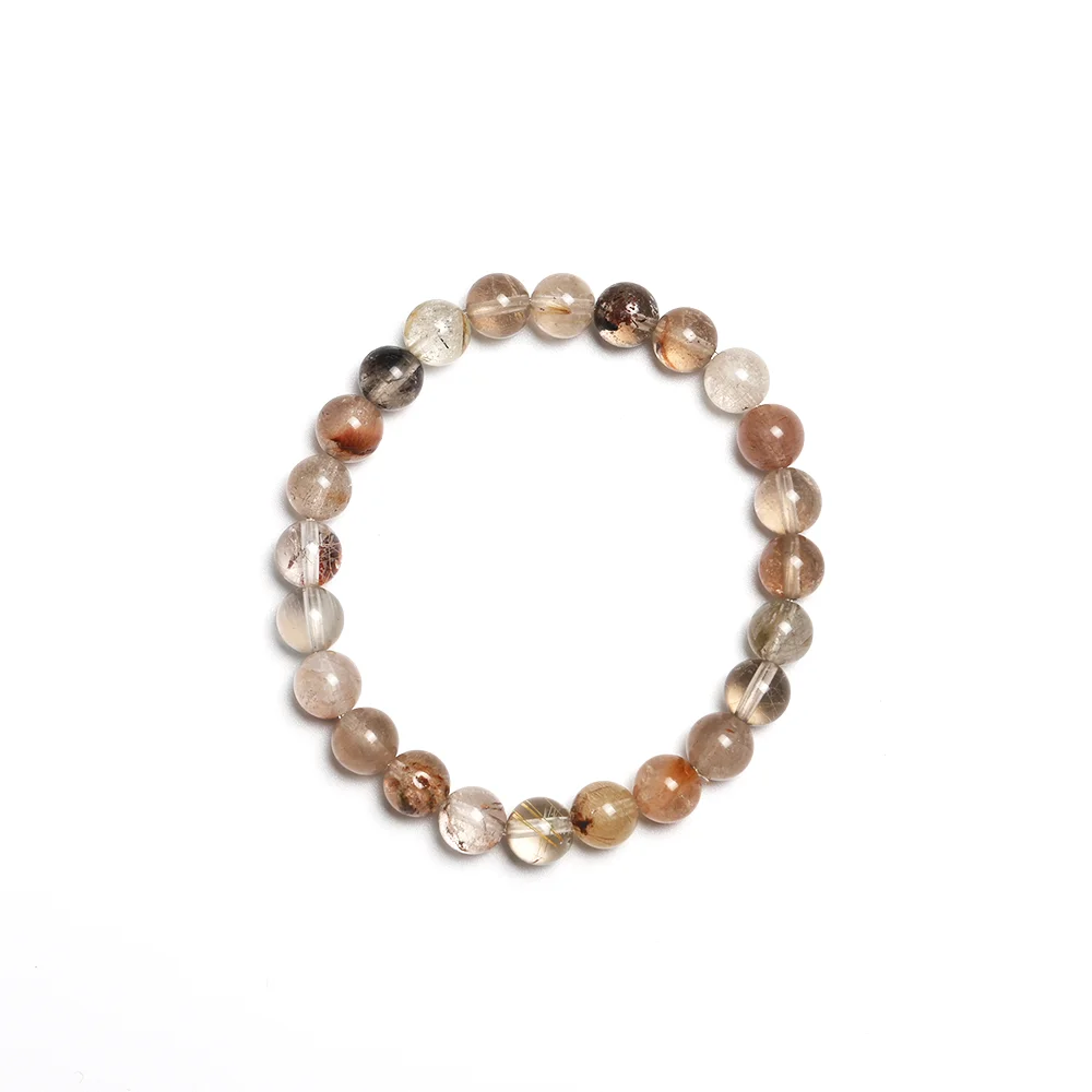 

7.6mm Rutilated Quartz Bracelet | Wealth & Power | Golden Black Crystal for Luck, Career & Clarity