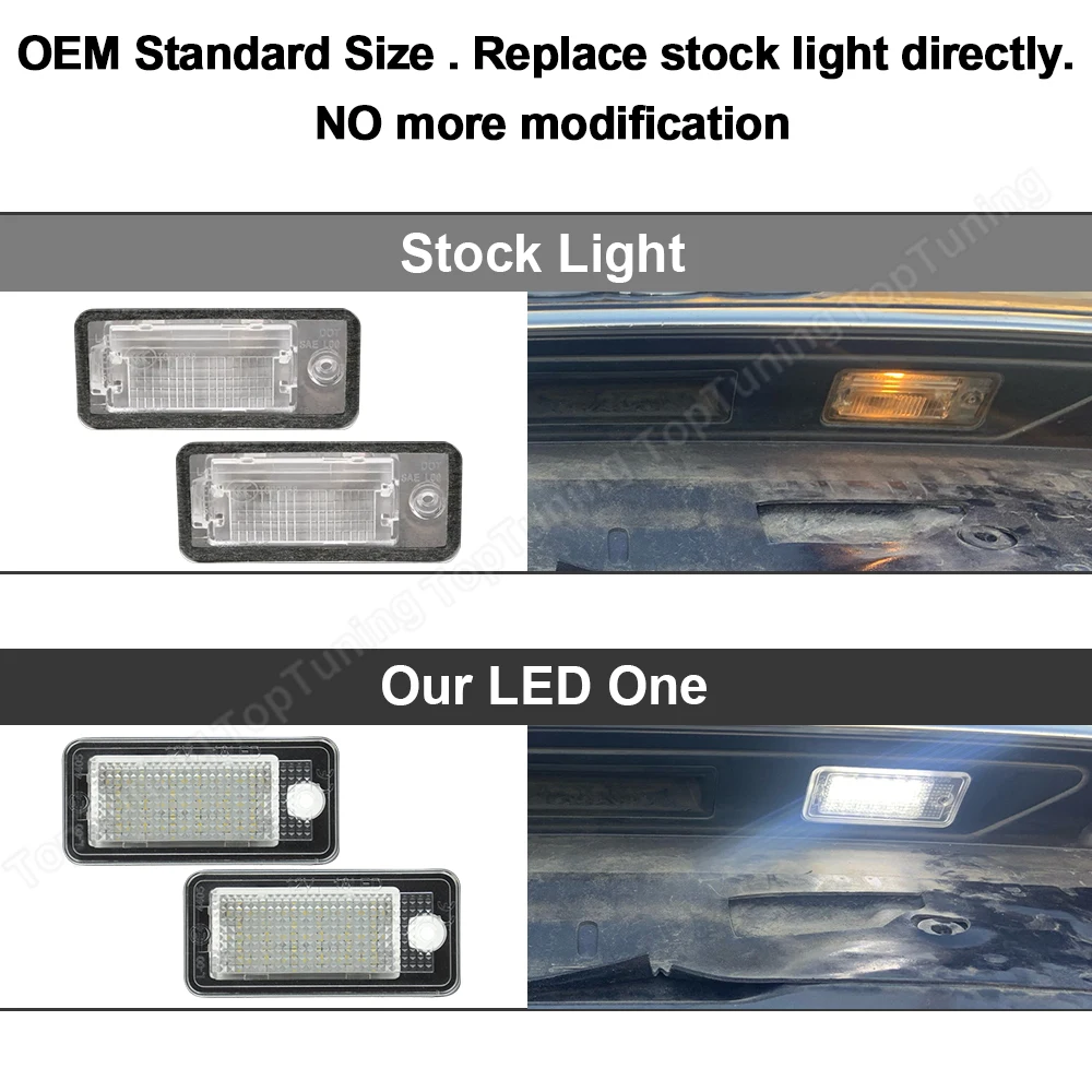 LED Number Plate Light For Audi A3 8P A4 B6 B7 S4 RS4 A6 RS6 S6 C6 S5 Cabrio Q7 A8 S8 RS4 Avant  Error Free License Plate Lamp