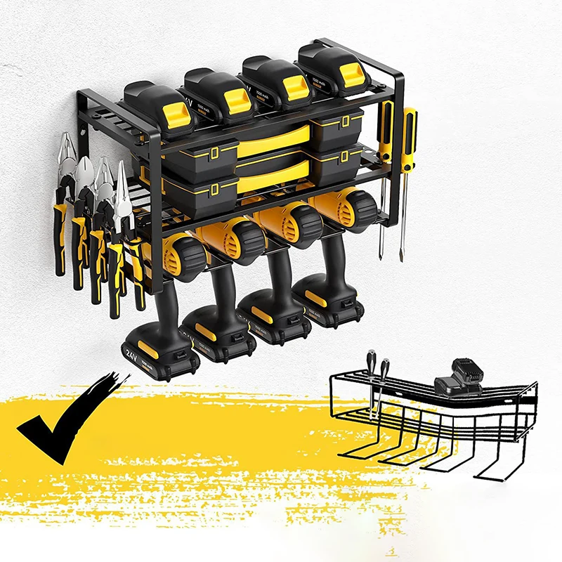 Power Tool Organizer Rack Wall Mount Hardware Tool Storage Rack Electric Drill Holder Heavy Shelf Cabinet for Workshop Garage