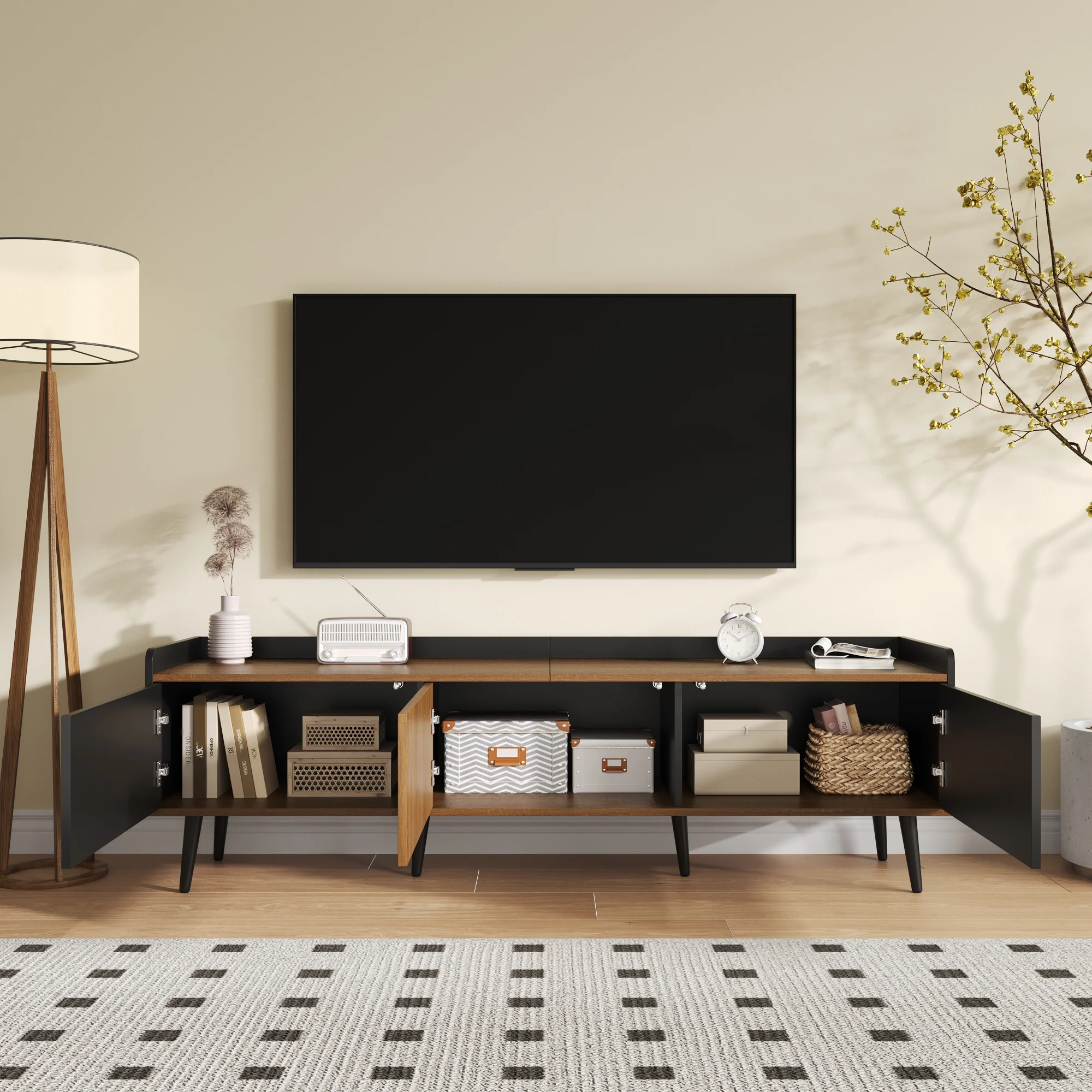 Immagine 6: Mobile TV, tavolino TV, porta TV, armadio a tre ante. Costruzione compatta
