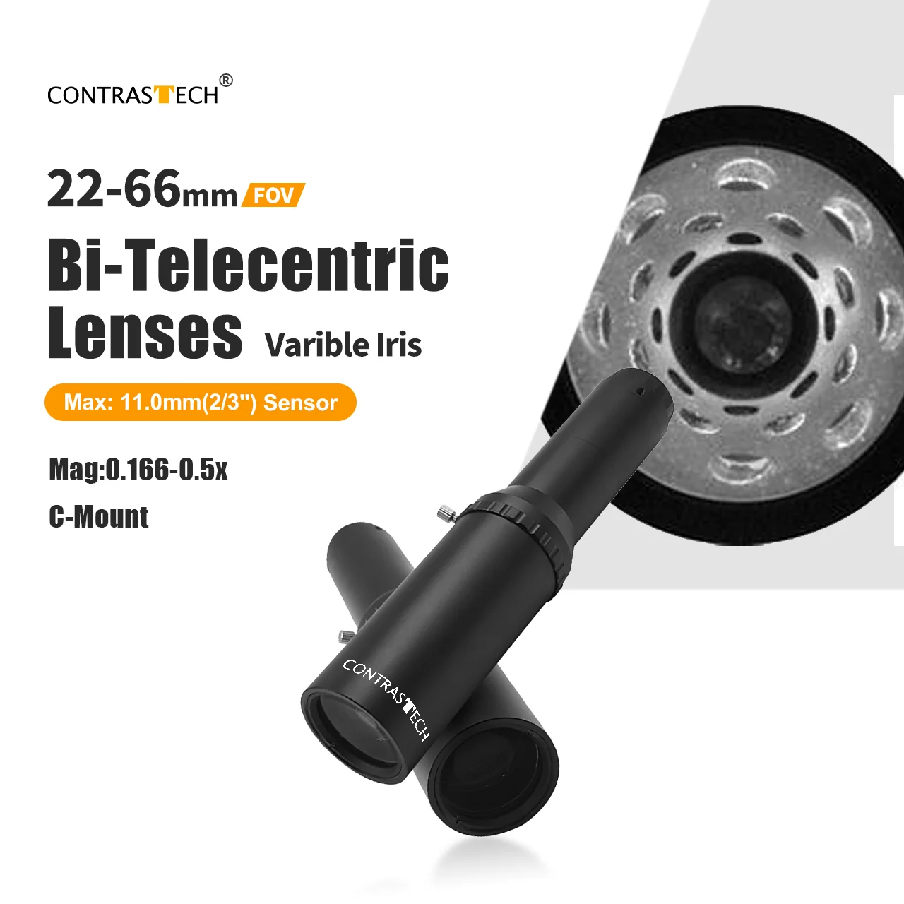 

22-82mm 2/3"mm FOV C-Mount Line Scan Telecentric Lenses Plano-Convex Structure OEM Customizable For Industrial Camera New