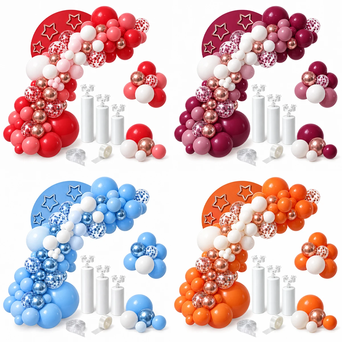 Set di 100 palloncini, 10 colori tra cui scegliere, ghirlanda di palloncini con palloncini metallizzati e con coriandoli, decorazioni per compleanni, Halloween e Natale.