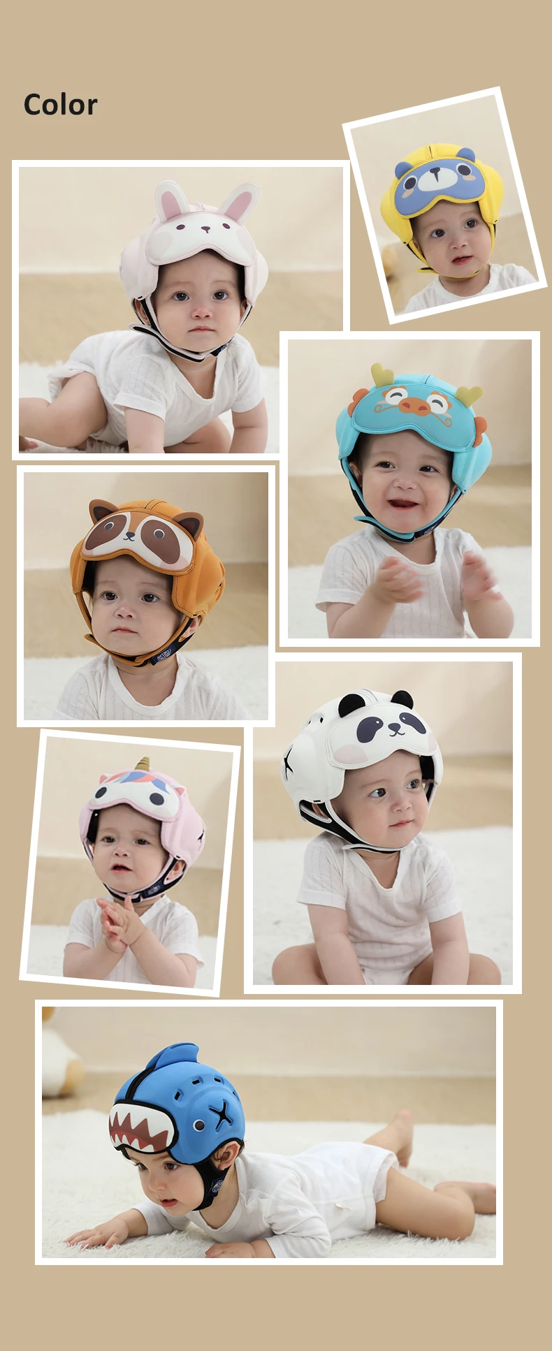 Mambobaby Sicherer Anti-Schock-Babyhelm, Kleinkind-Kopfschutz, Kopfbedeckung für Kleinkinder, Krabbeln lernen, Spaziergänge, verhindert Verletzungen vor Stößen – Detail 17