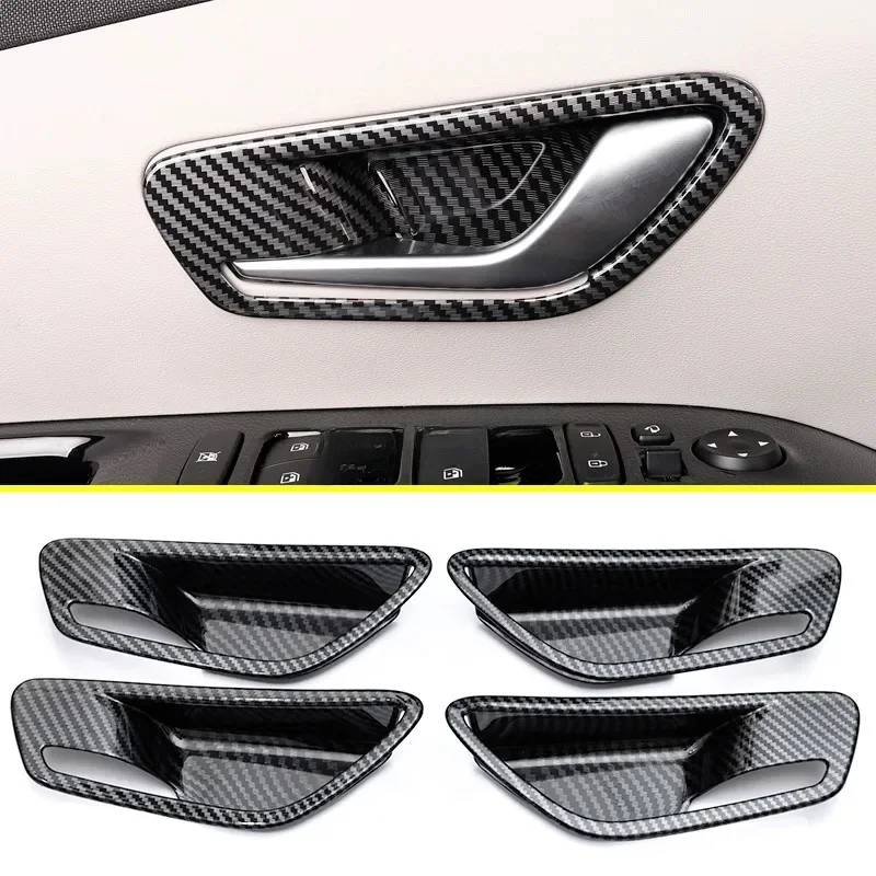 Carbon Fiber Car Interior Door Handle Cover Surrounds Trims For 2021 2022 2023 2024 2025 Hyundai Tucson