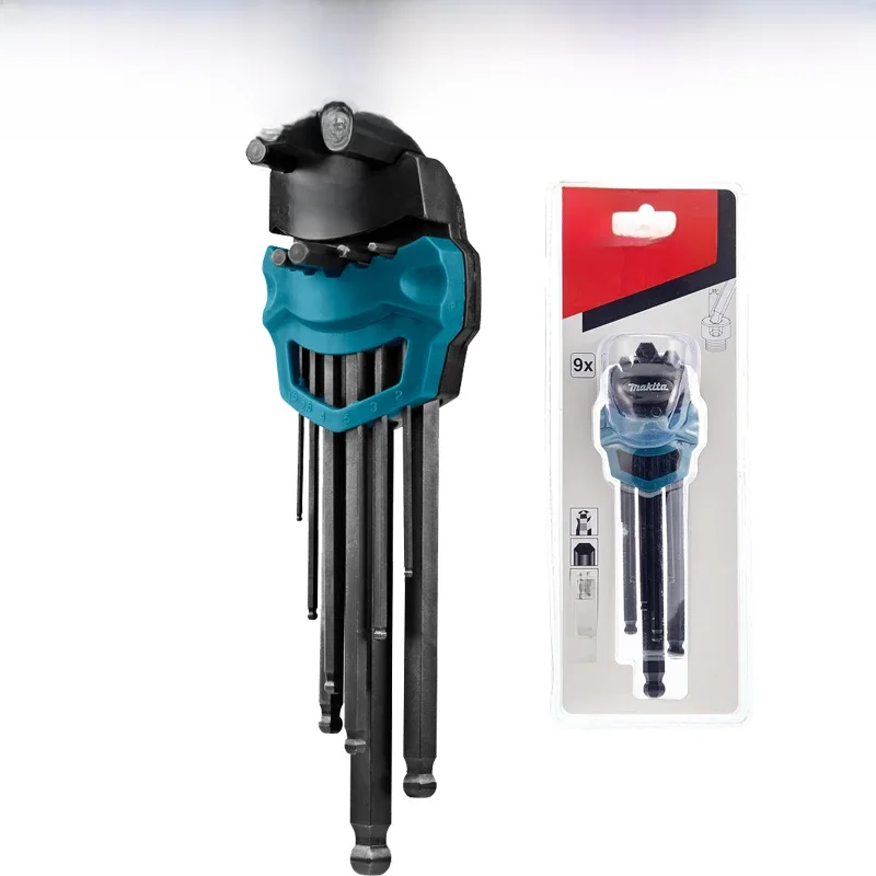 Makita-B-65894 Hexagon Hex Key Wrench Combination Set, Acessórios para Ferramentas, 9 Pcs, Vários
