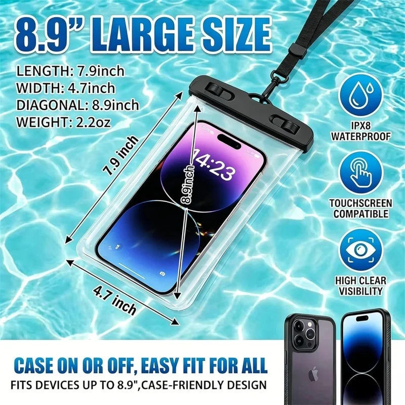 Waterproof Phone Pouch,Floatable Waterproof Phone Pouch with Touchscreen,Universal IPX8 Waterproof Cell Phone Case,Underwater Photography,for Swimming,Rafting,Diving,for All Models image 4