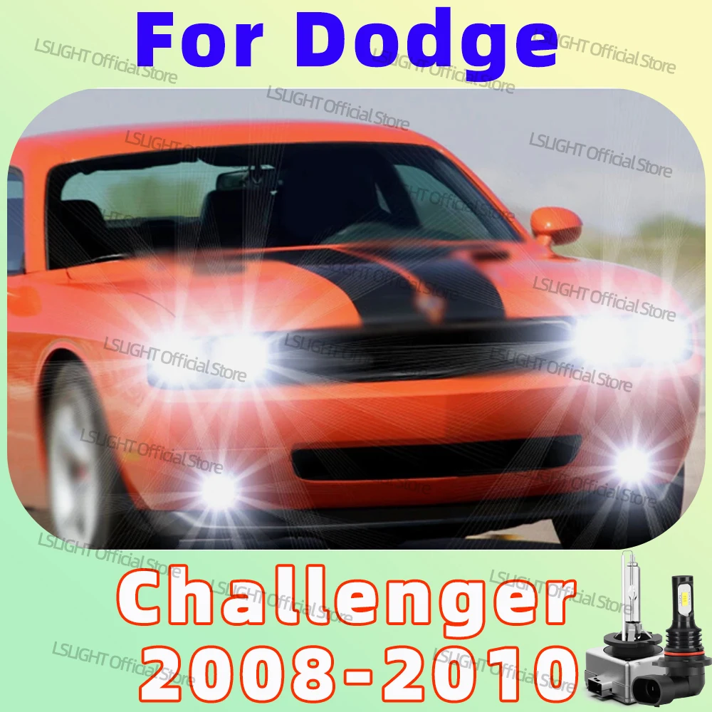 LSlight 2/4Pcs Auto Lampada Bulbs For Dodge Challenger 2008 2009 2010 HID Xenon Headlights 12V / 6000K Car Fog Lamps