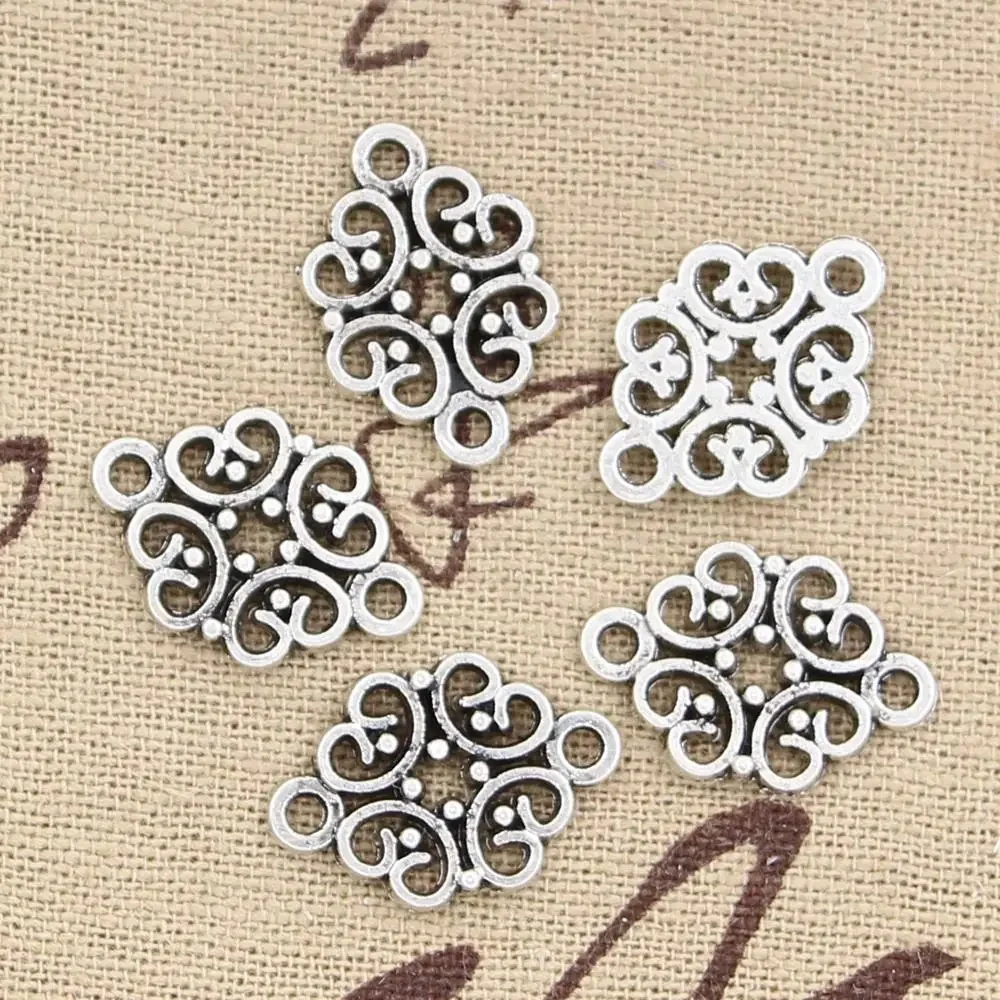 15 sztuk Charms kwiat Link złącze 20x13mm Antique Making wisiorek fit, w stylu Vintage tybetański brąz srebrny kolor, ręcznie robiona biżuteria DIY — zdjęcie 2