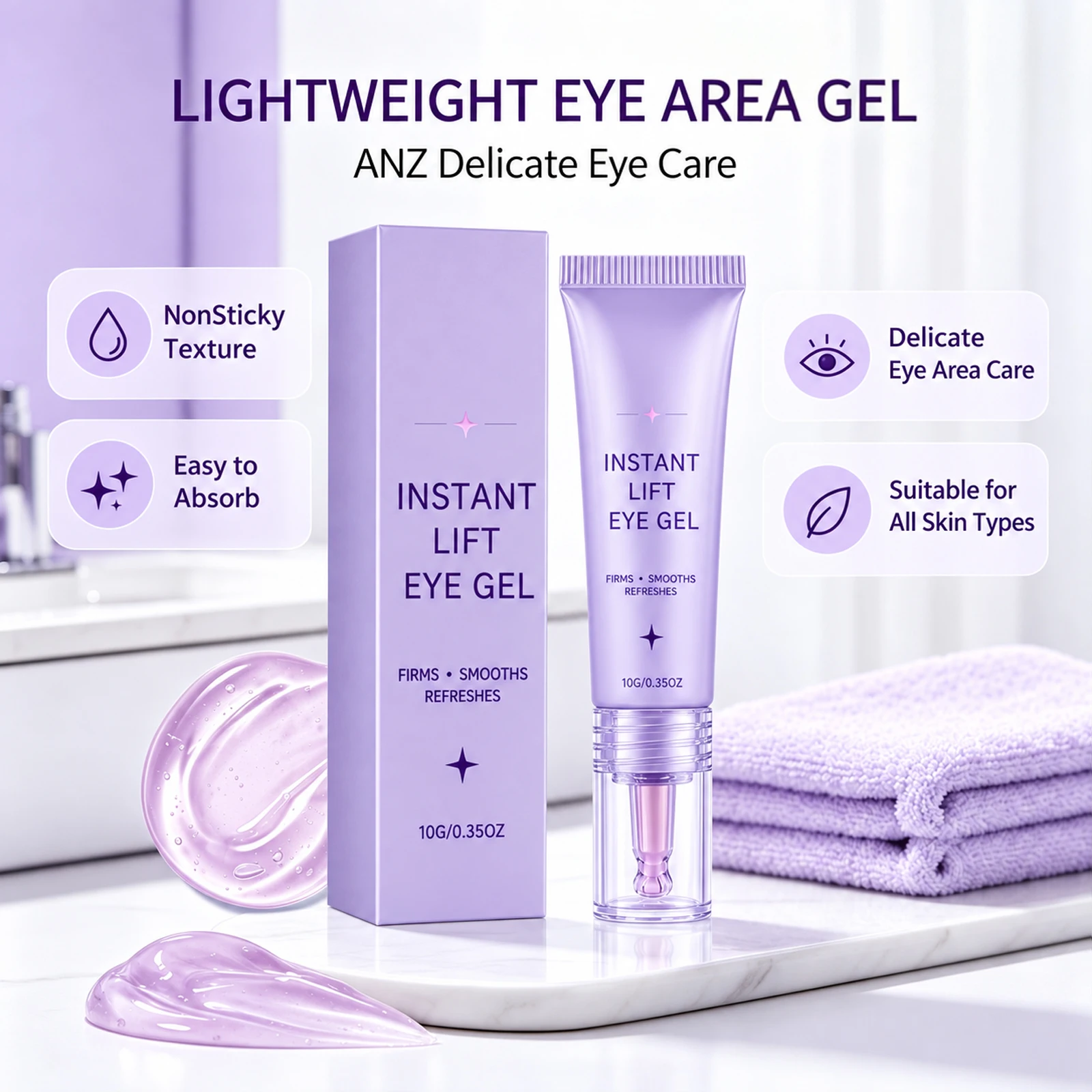 Instant Lift Eye Gel Gentle Hydrating Eye Care Smooth Fine Lines Firm Eye Skin Brighten Dull Tone Lightweight Non Sticky Eye Ge