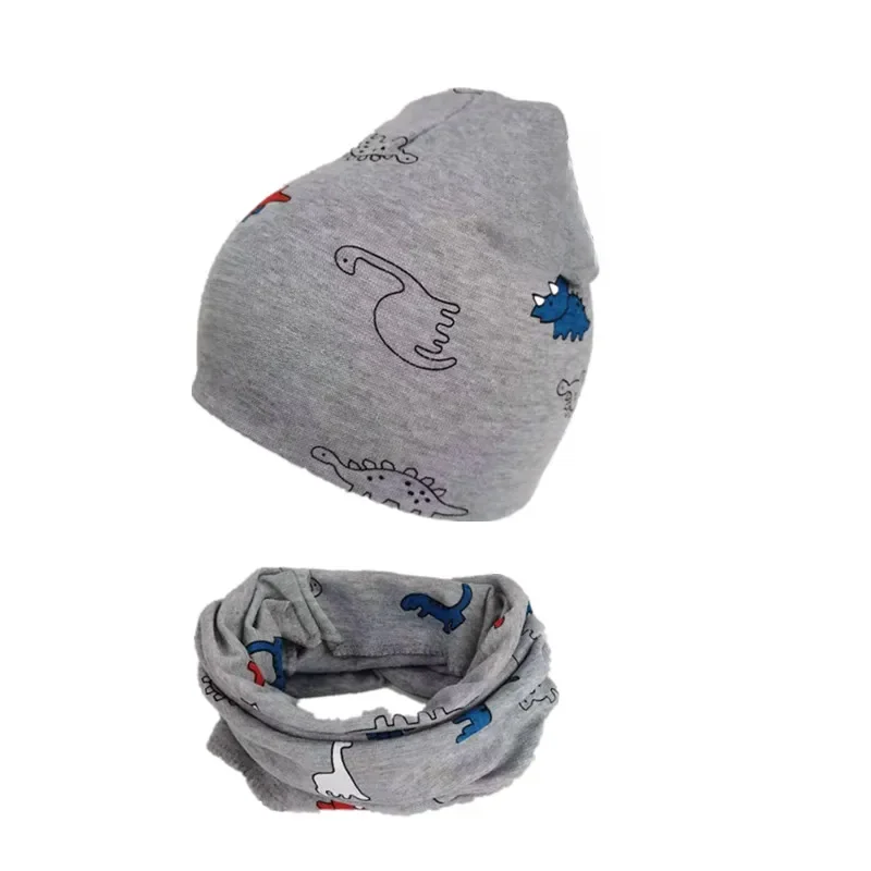 Czapka dziecięca jesienno-zimowa dinozaur niemowlę małe dziewczynki chłopcy czapka dziecięca czapka bonnet Collar zestaw szalików fotografia rekwizyty — zdjęcie 2
