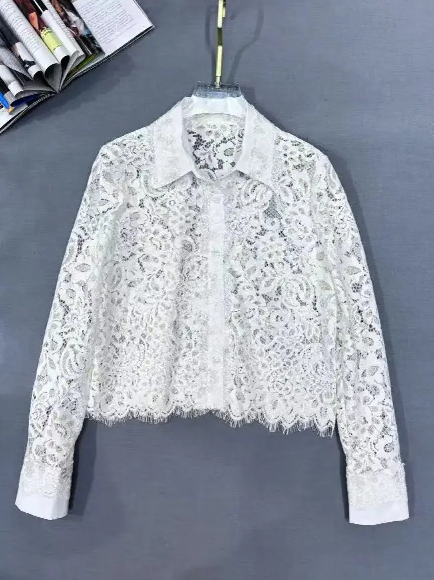 

Элегантная высококачественная блузка из кружевной ткани с ажурным узором на заказ