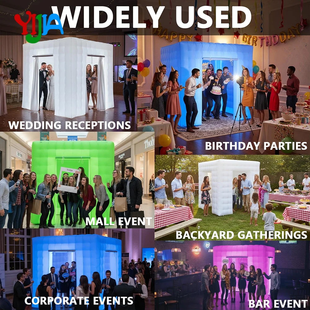 

Portable Inflatable Photo Booth Enclosure Photobooth Tent Photo Booth Backdrop Cube Tent with Led Light for Advertising Party