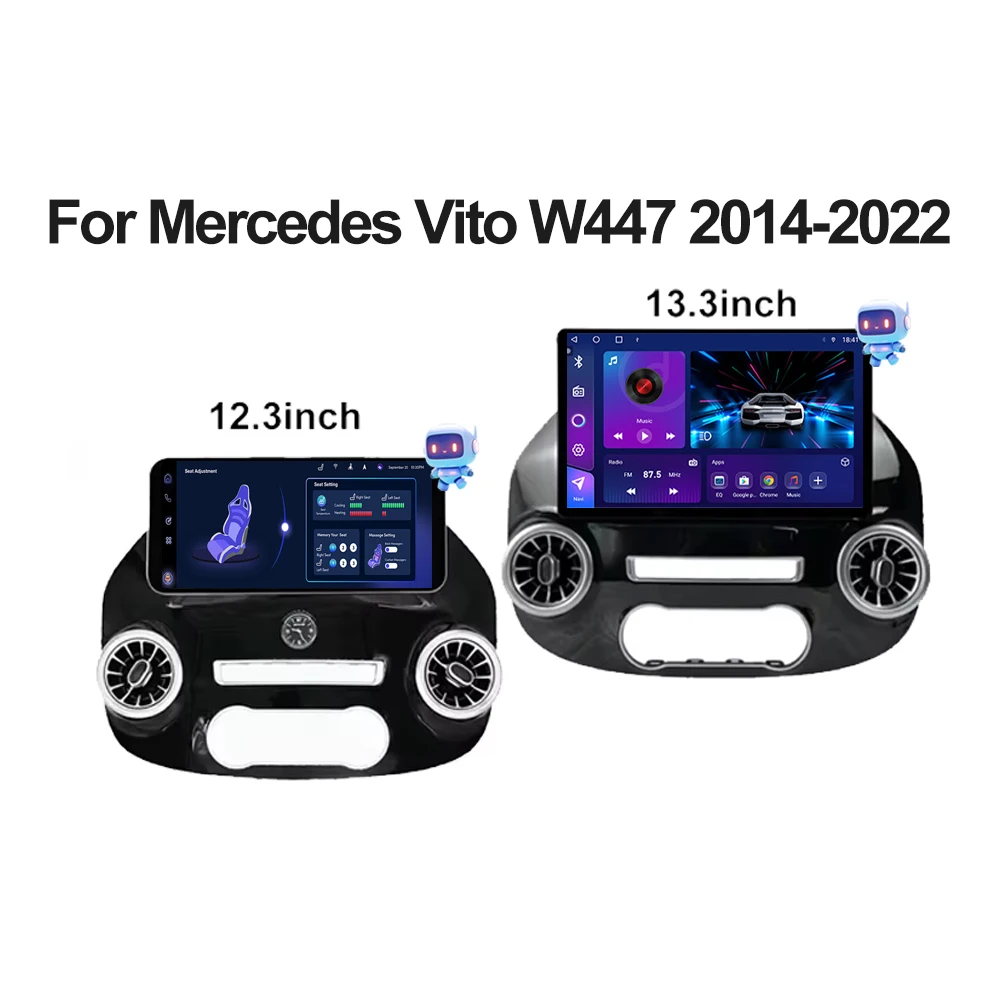 Android 12.3 Inch Voor Mercedes Vito W447 2014-2022 Autoradio Multimedia Video Player GPS Radio 5G CarPlay navigatie WIFI GPS BT - afbeelding 2