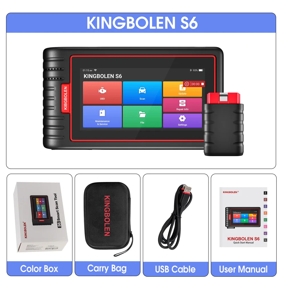Kingbolen S6 OBD2-scanner, Bluetooth Alle systeemcodelezer Autodiagnosetool, Auto-VIN 28+ Onderhoud SAS/BMS/TPMS Scantool - afbeelding 1
