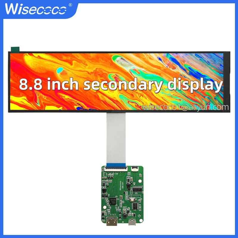 

Wisecoco 8.8 Inch Long Strip LCD Screen 1920*480 Secondary Monitor AIDA64 Sub Display CPU GPU SSD Information For Rasoberry Pi