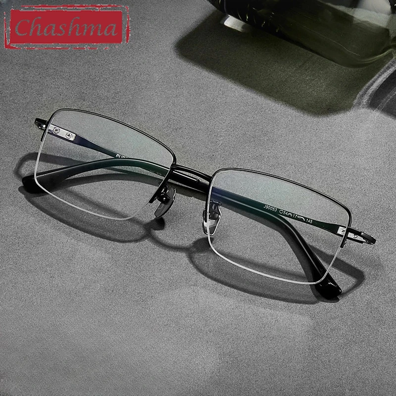 

Очки Chashma по рецепту врача, мужские полуоправы из чистого титана, высококачественные оправы для очков с прогрессивными линзами по рецепту