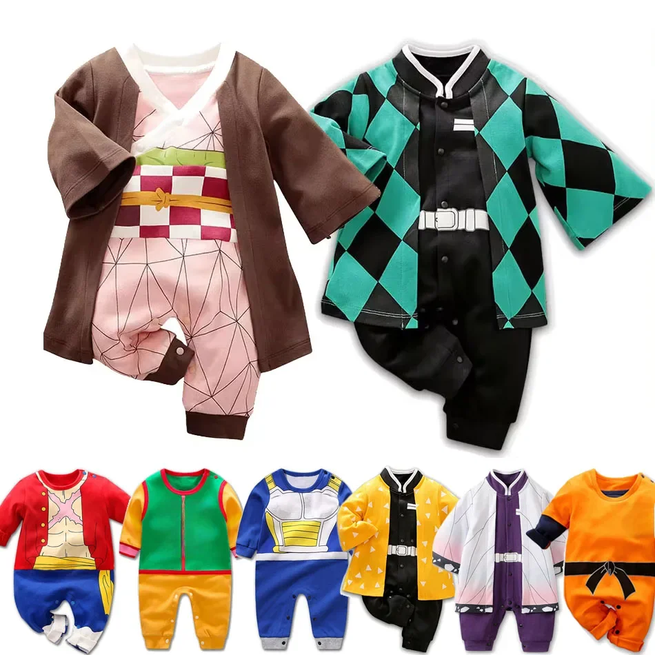 0-18 Monate Anime Baby Strampler Neugeborenen Cosplay Kostüm Infant Akatsuki Nezuko Tanjirou Baumwolle Kleidung Jungen Mädchen Kinder Outfit