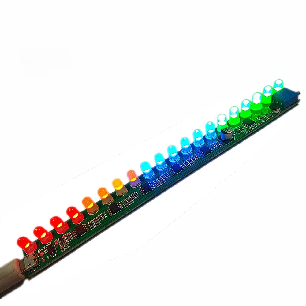 DC 5V-12V 20 LED Mono wskaźnik poziomu muzyka muzyka melodia Audio miernik Vu regulowana czułość wzmacniacz mocy światło indukcyjne — zdjęcie 2