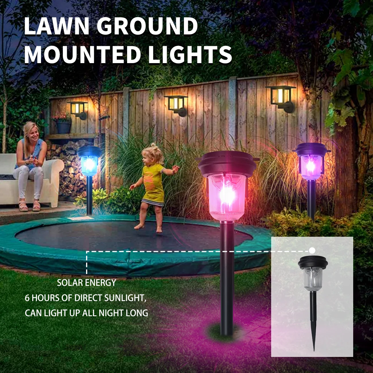 

Outdoor solar lamp waterproof, outdoor 6-piece metal glass solar channel lamp, bright LED outdoor solar lamp.