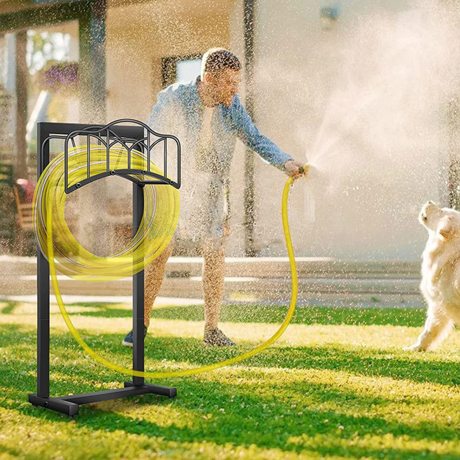 

Garden Hose Holder Detachable Metal Water Hose Hanger Organizer Garden Pipe Stand Heavy Duty for Yard Outdoor Lawn Garden