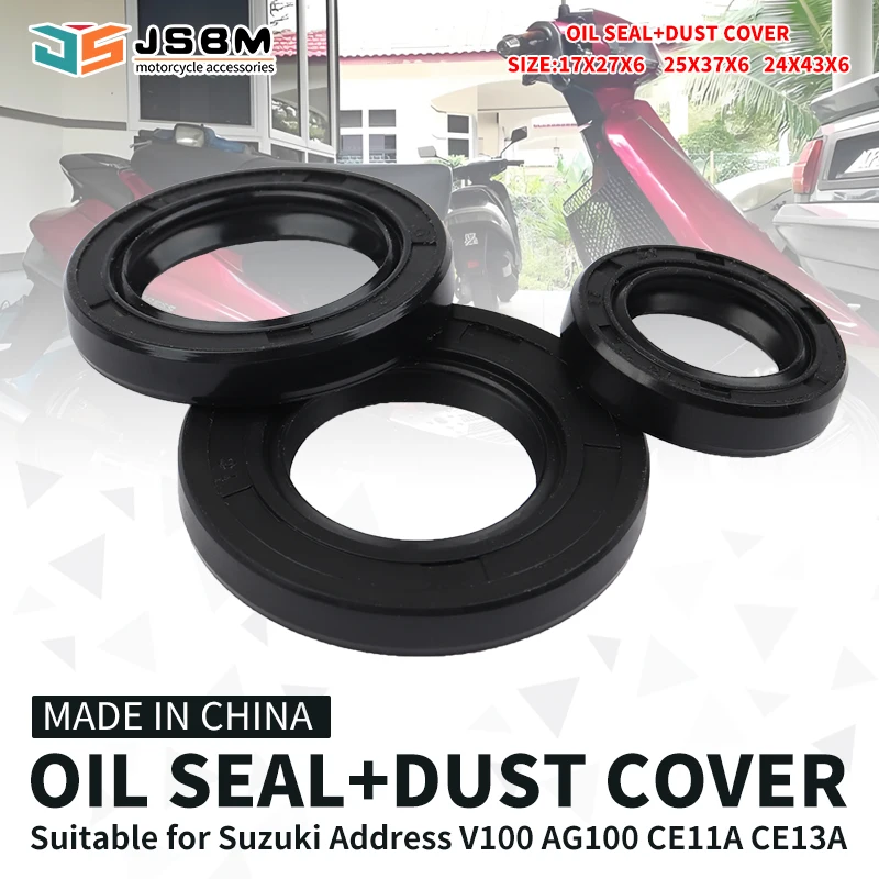 JSBM Engine Crank Bearing Left Right Crankshaft Oil Seal For Suzuki Address V100 AG100 CE11A CE13A Moped Pulley Side Oil Seal