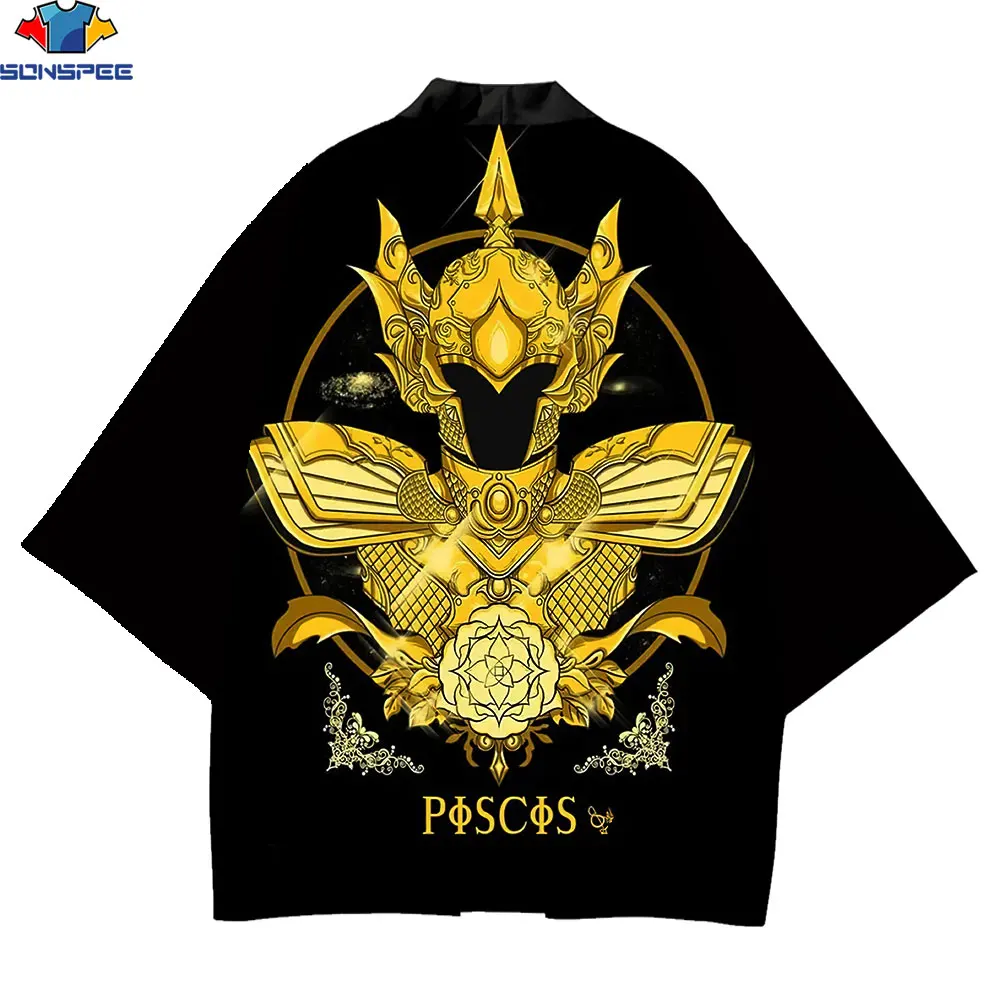 

SONSPEE 2020 New japanese kimono femme cool Logo Men Women Anime Saint Seiya 3D Print Harajuku Style Streetwear kimono one piece