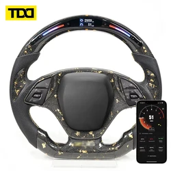TDD Motors Customized LED Screen Data Display Steering Wheel for Chevrolet C7 Gold Forged Texture 100% Real Carbon Fiber