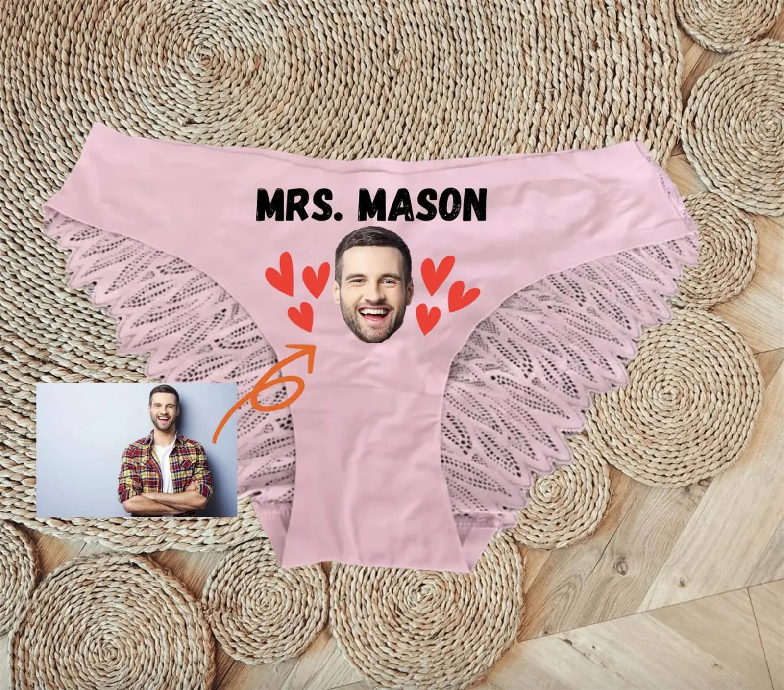 custom face panty, Suggestive lingerie, anniversary wedding bridal bachelorette party gift funny gift