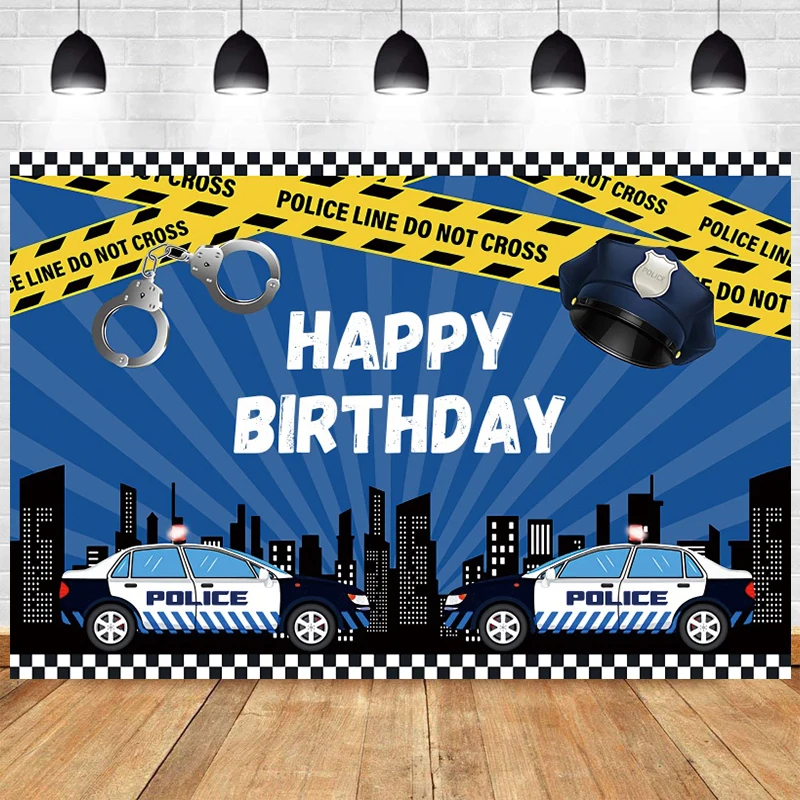 Photo Background Police Line Do Not Cross Policeman Decoration Birthday Backdrop Boys Party Car Ambulance Backdrop Photography