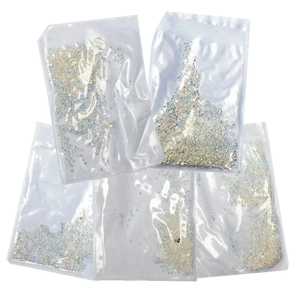 Strass transparents AB 3D pour Nail Art, ss3 ss4 ss5 ss6 ss8 ss10 ss12 ss16 ss20 ss30, cristal Non correcteur, décorations pour Nail Art