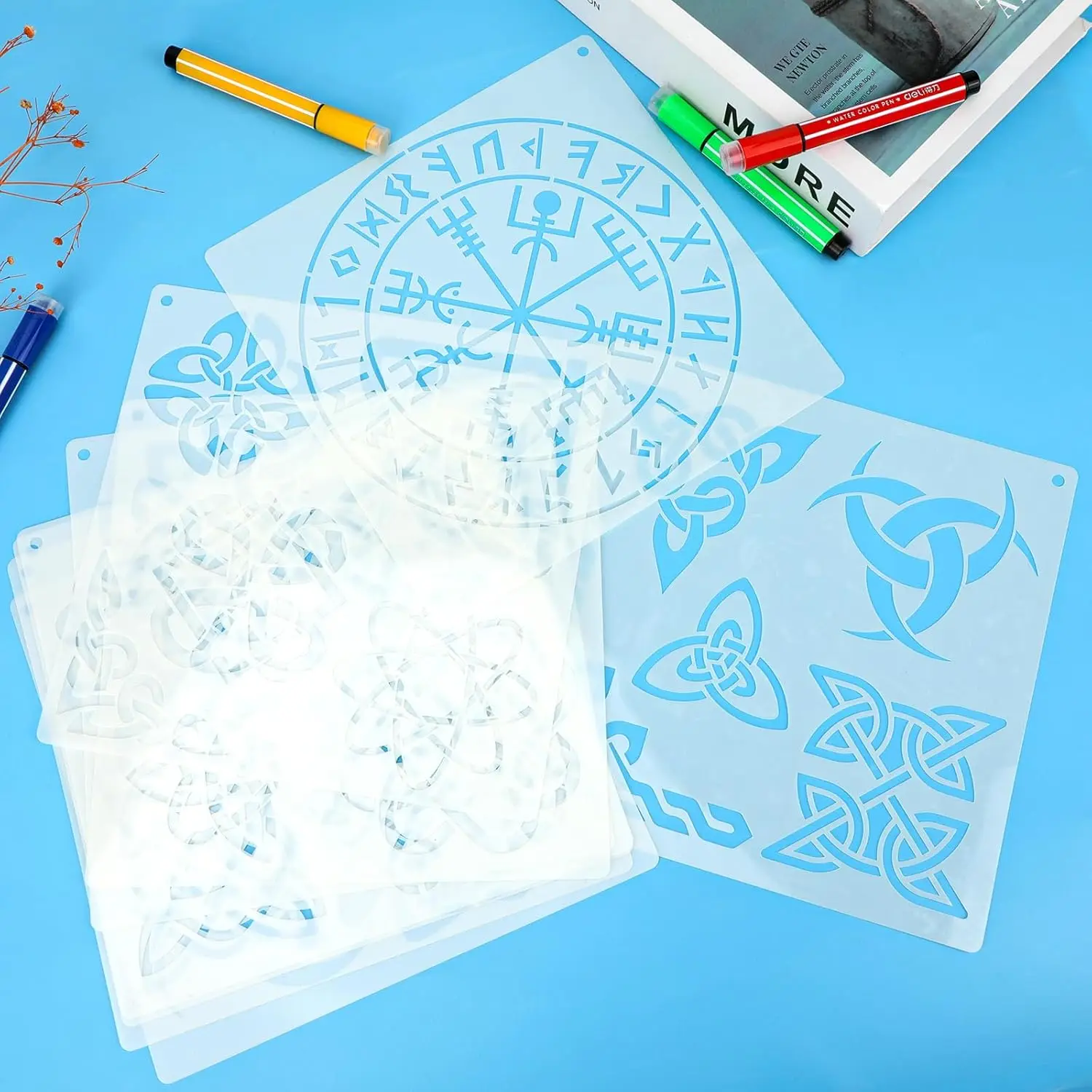 Celtic Knot Pattern Painting Stencil Set, 9PCS for DIY Craft