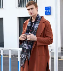 2022 Unisex Winter Plaid Warm Scarf Men Cashmere Shawl and Wraps Pashmina Neckerchief Bufanda Female Tessel Echarpe New