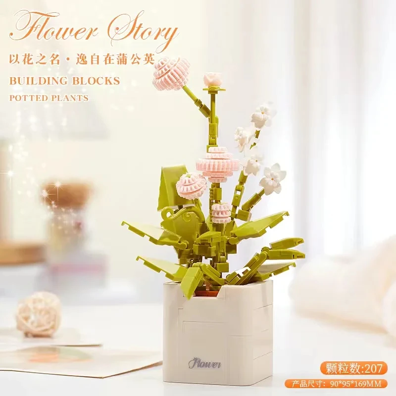 Balody Flowers Bonsai Bouquet Building Blocks Succulents Orchid Potted Plants Model Bricks Girls Romantic Gifts Toys For Kids