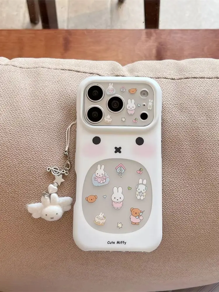 Koreańskie, urocze etui na telefon z motywem Miffy i króliczka, pasujące do iPhone 18 Pro, 17, 15, 16, 17 Pro, 18 Max. Wytrzymałe, odporne na wstrząsy etui z motywem z kreskówki. — zdjęcie produktu 7